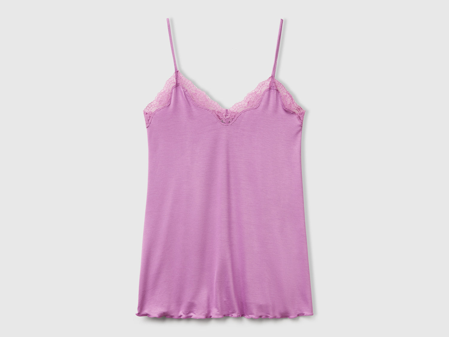Canotta con bordo in pizzo da donna malva | Benetton Outlet