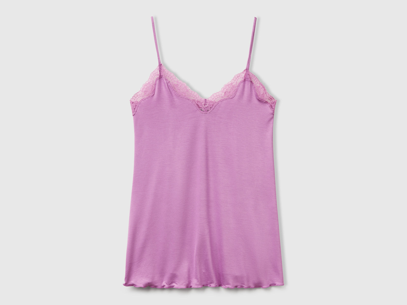 Canotta con bordo in pizzo da donna malva | Benetton Outlet