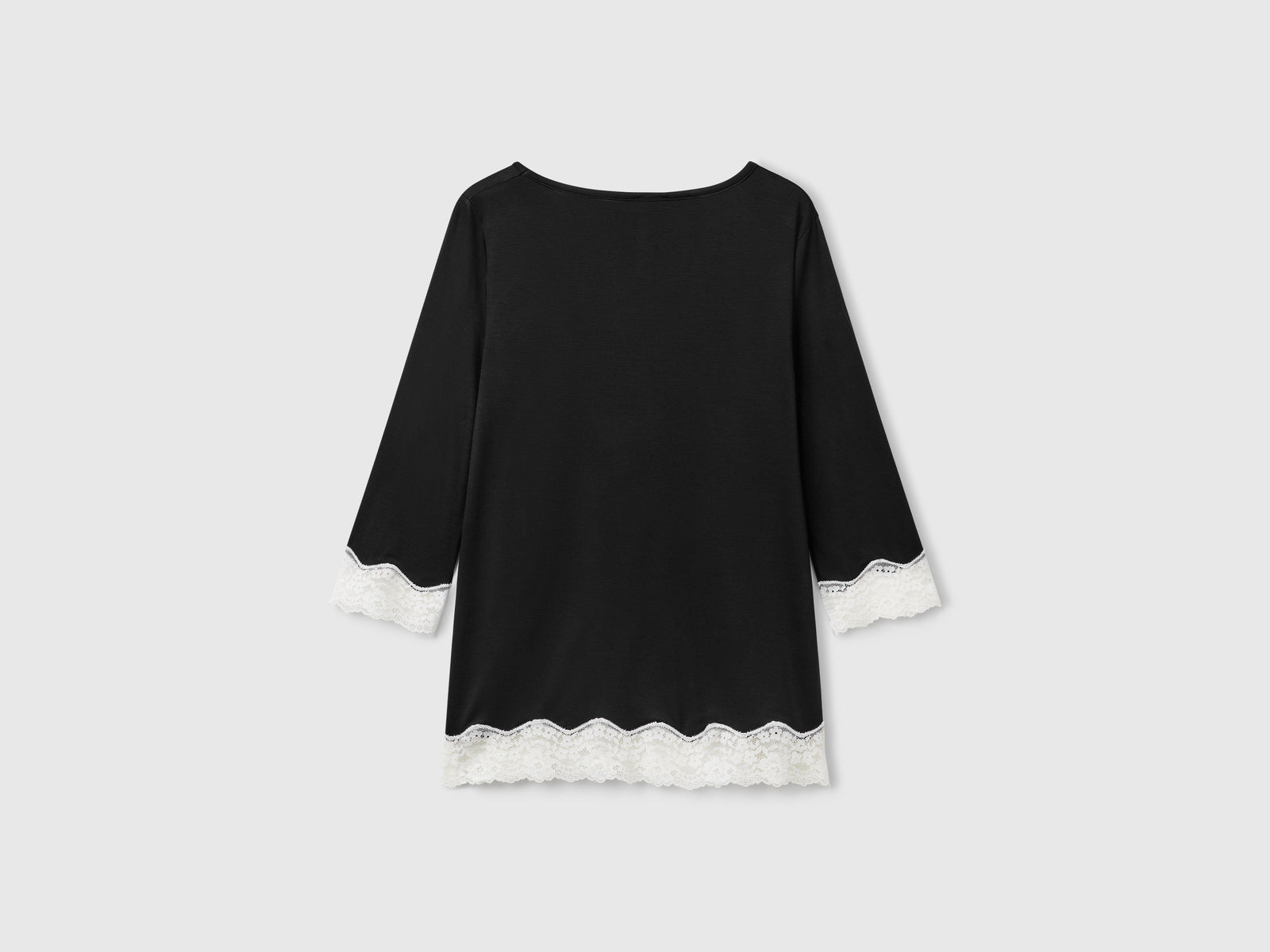 T-shirt con dettagli in pizzo da donna nero 2 | Benetton Outlet