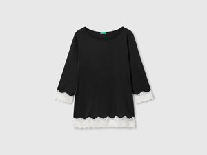 T-shirt con dettagli in pizzo