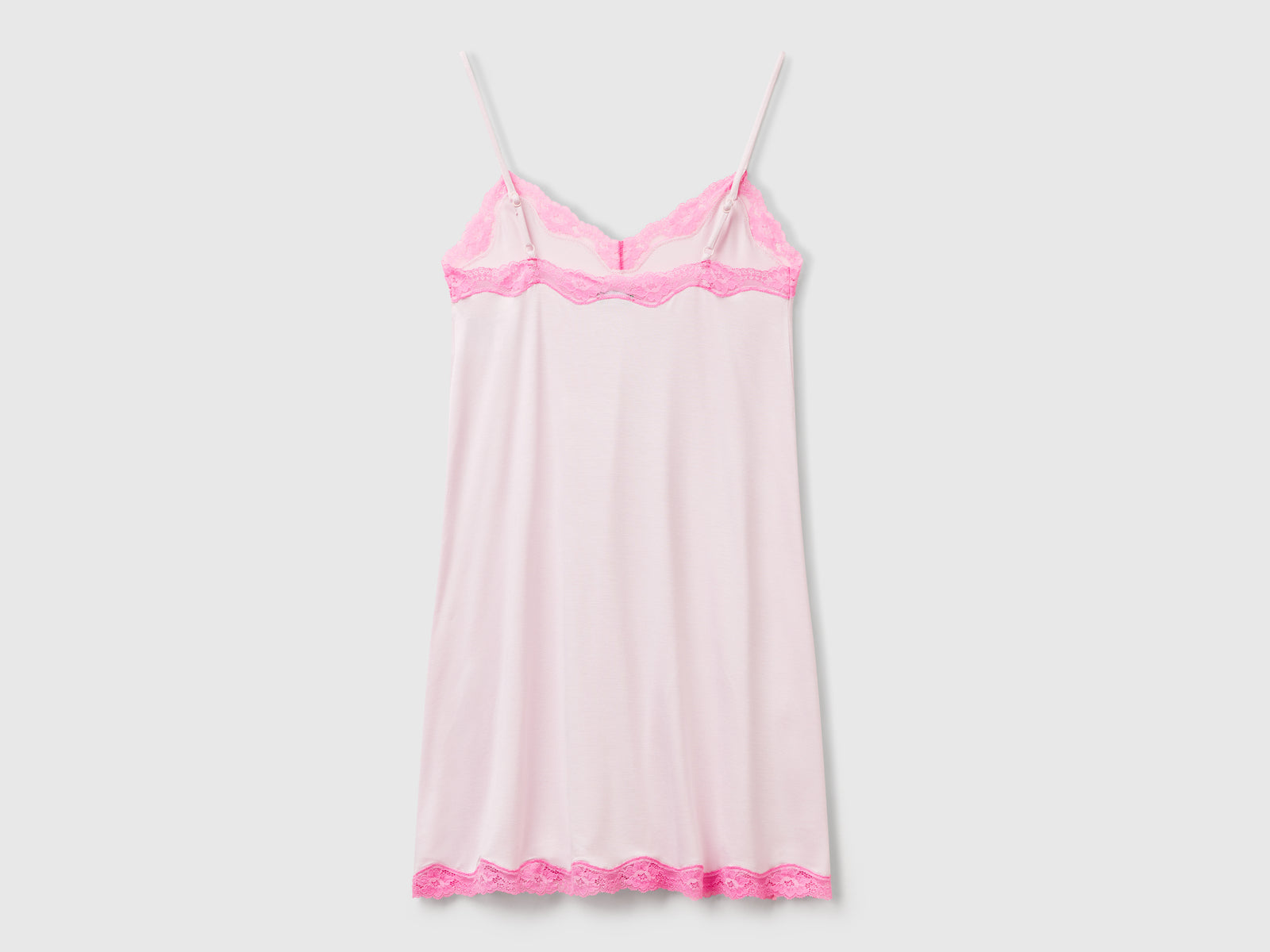 Camicia da notte con dettagli in pizzo da donna rosa pastello 2 | Benetton Outlet