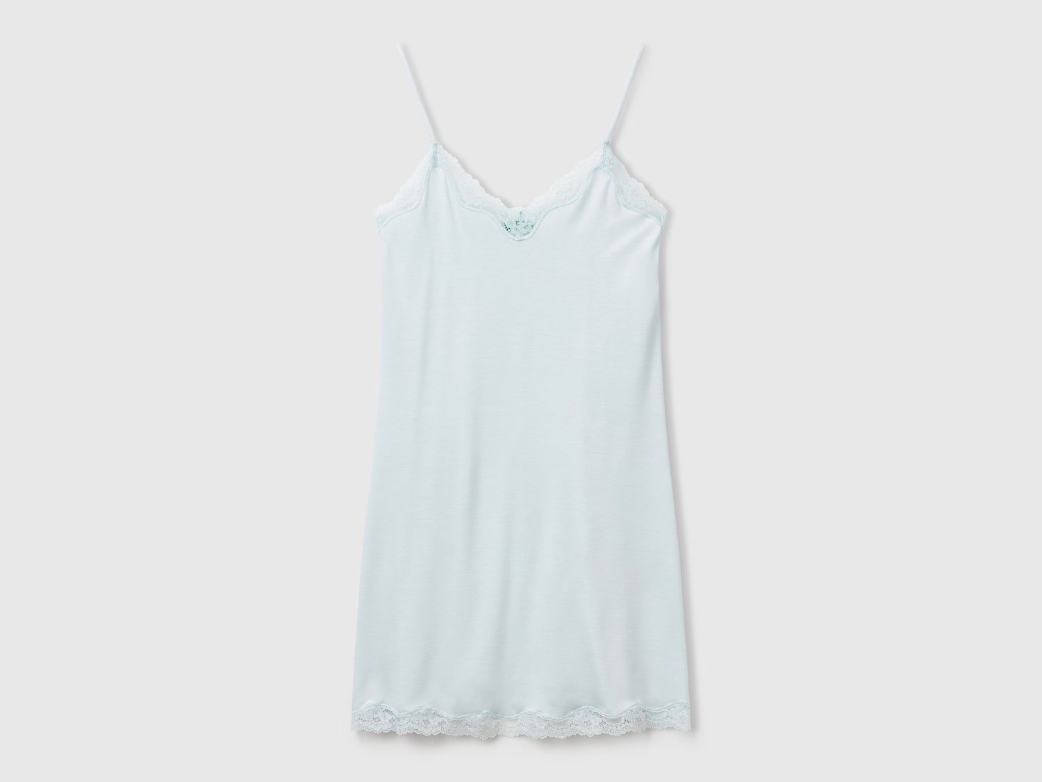 Camisón con detalles de encaje da donna celeste | Benetton Outlet