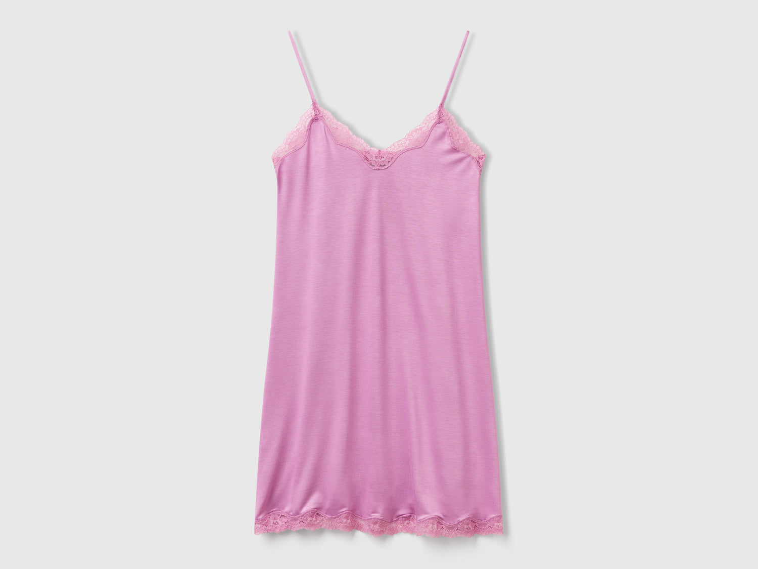 Camicia da notte con dettagli in pizzo da donna malva | Benetton Outlet