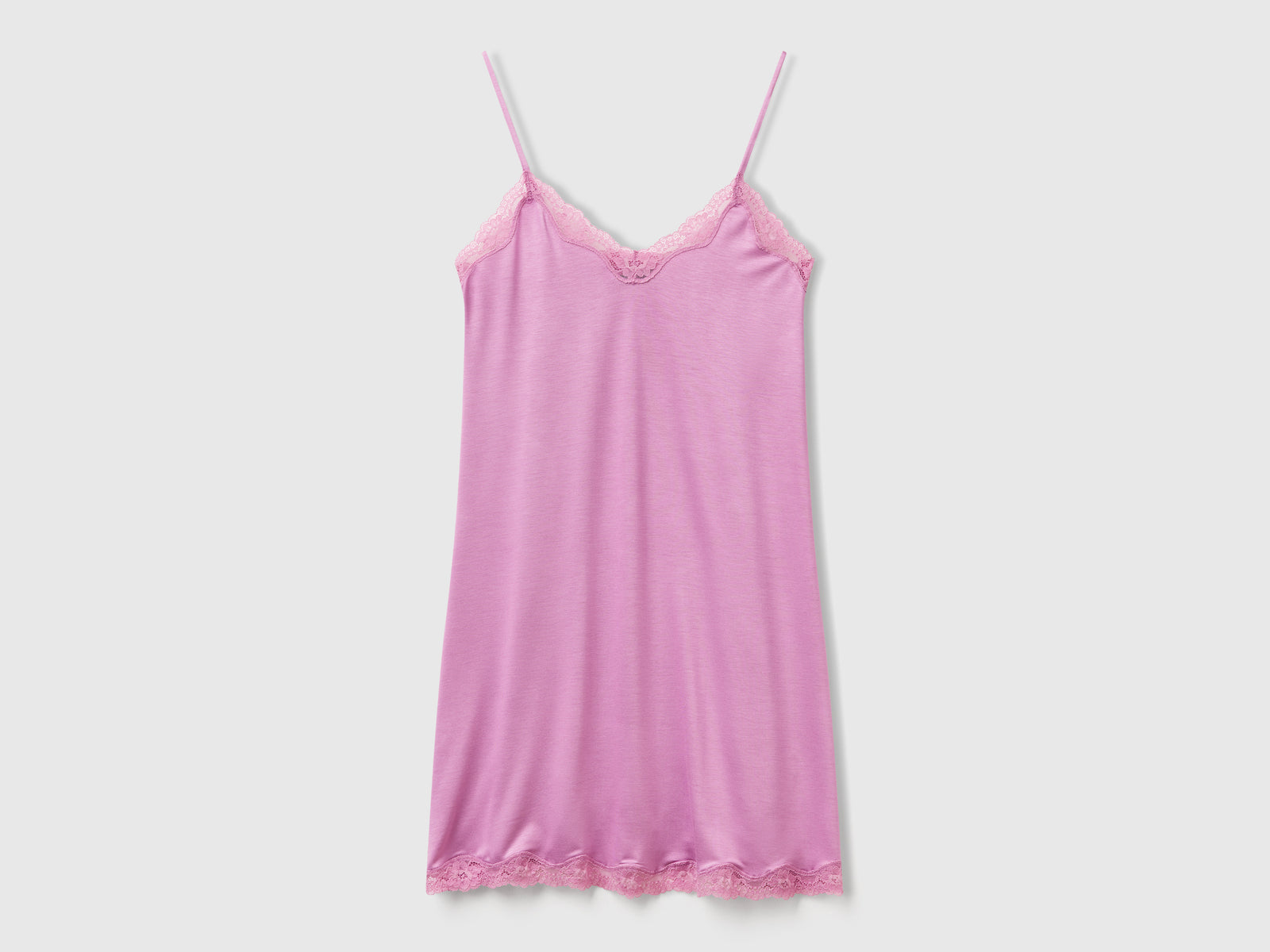 Camicia da notte con dettagli in pizzo da donna malva | Benetton Outlet