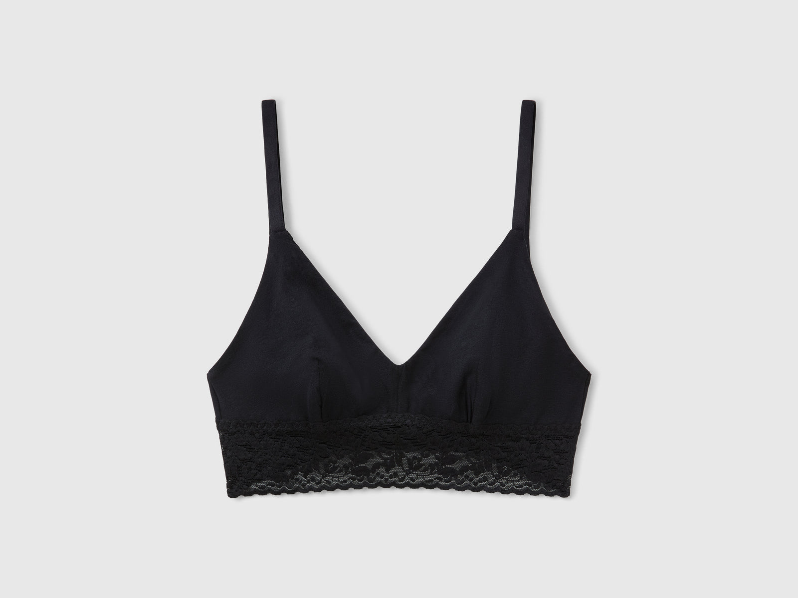 Bralette in cotone super stretch da donna nero | Benetton Outlet