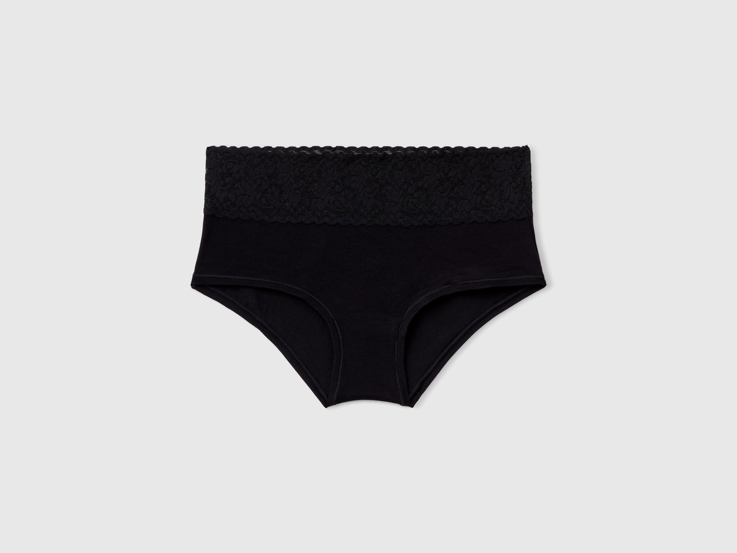 Culotte con bordo in pizzo da donna nero | Benetton Outlet