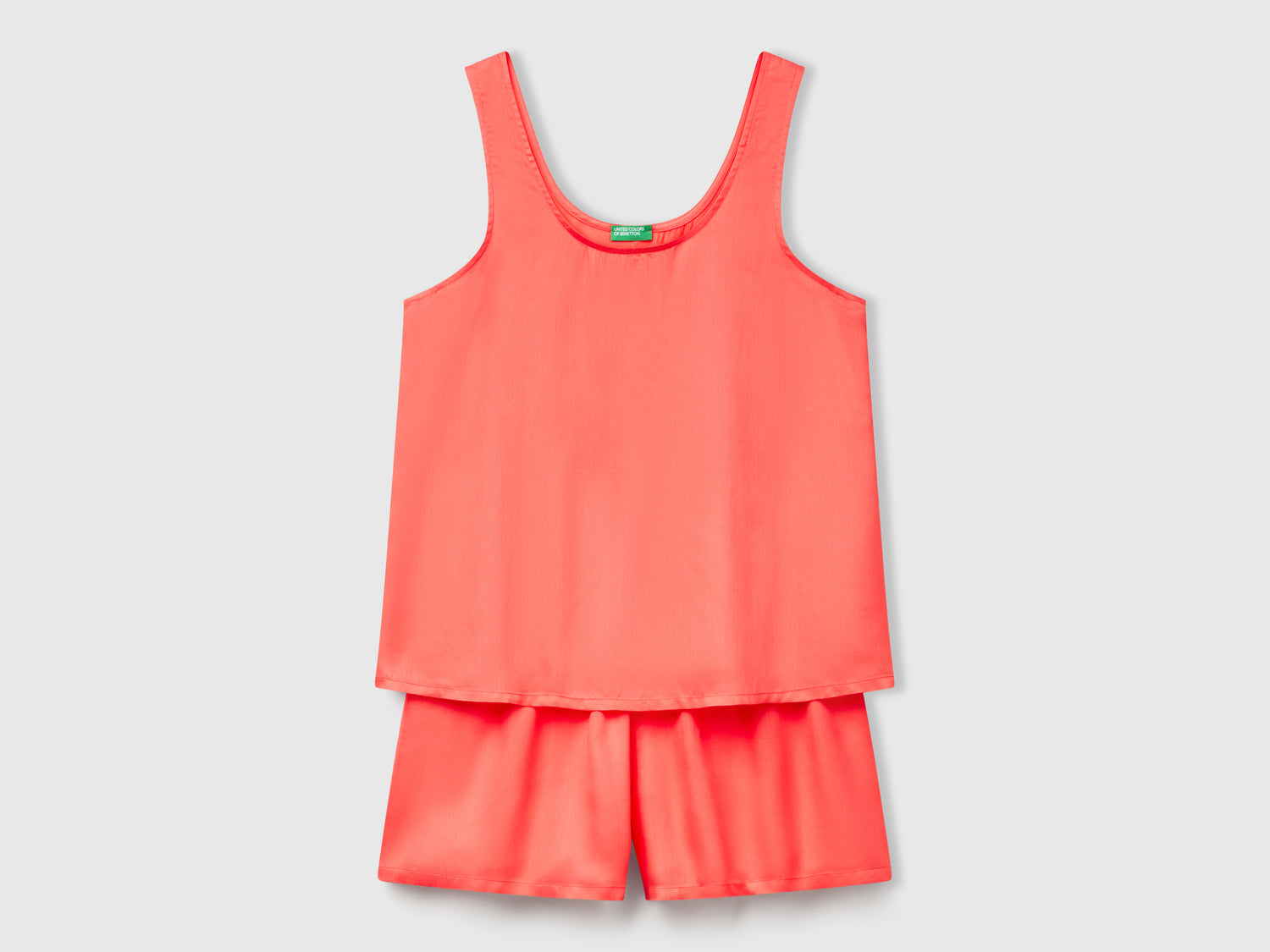 Pigiama in raso da donna corallo | Benetton Outlet