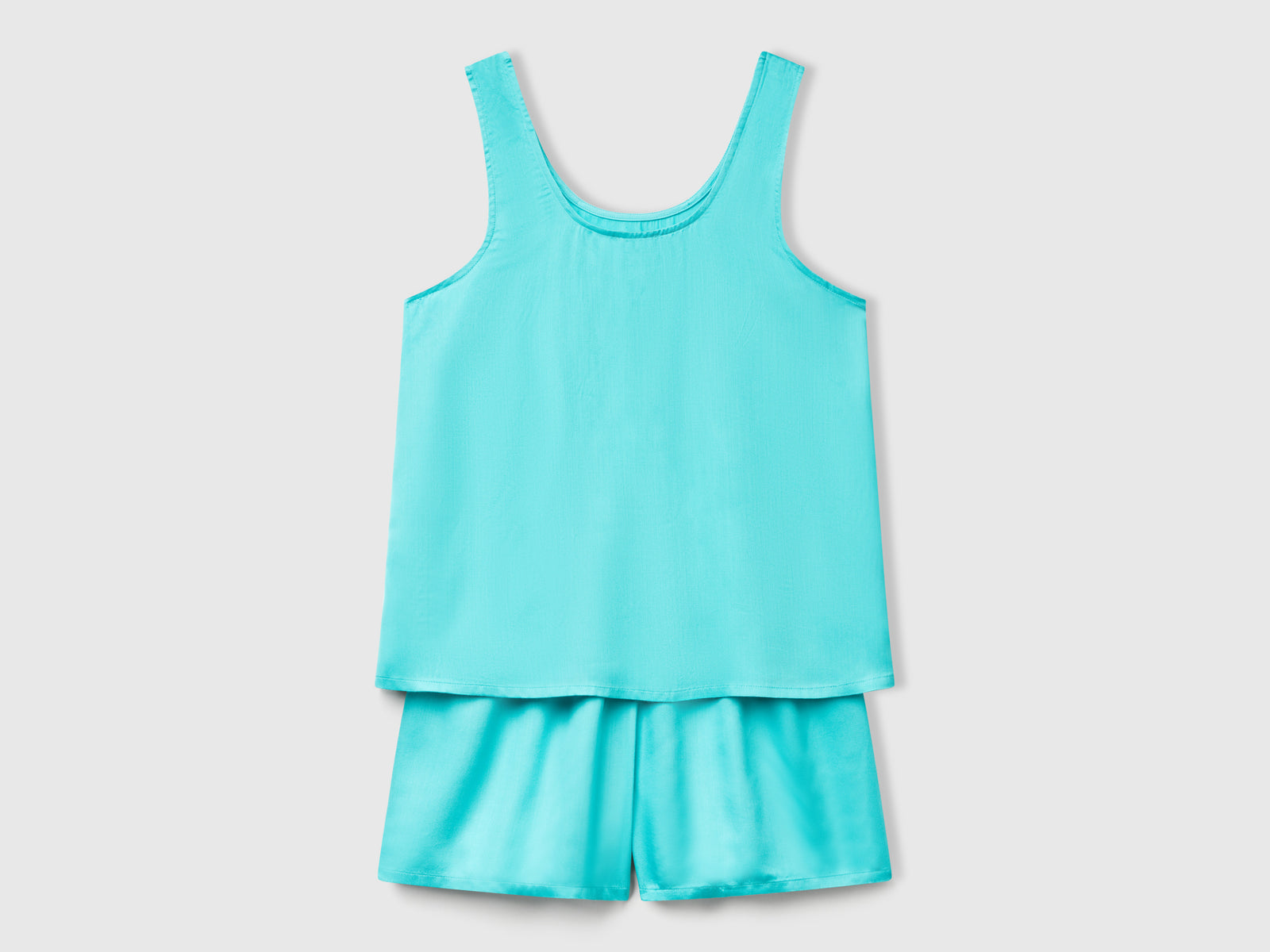 Pigiama in raso da donna verde acqua 2 | Benetton Outlet