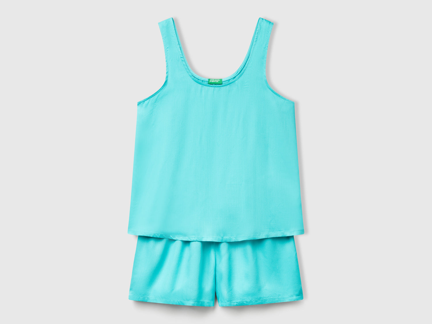 Pigiama in raso da donna verde acqua | Benetton Outlet