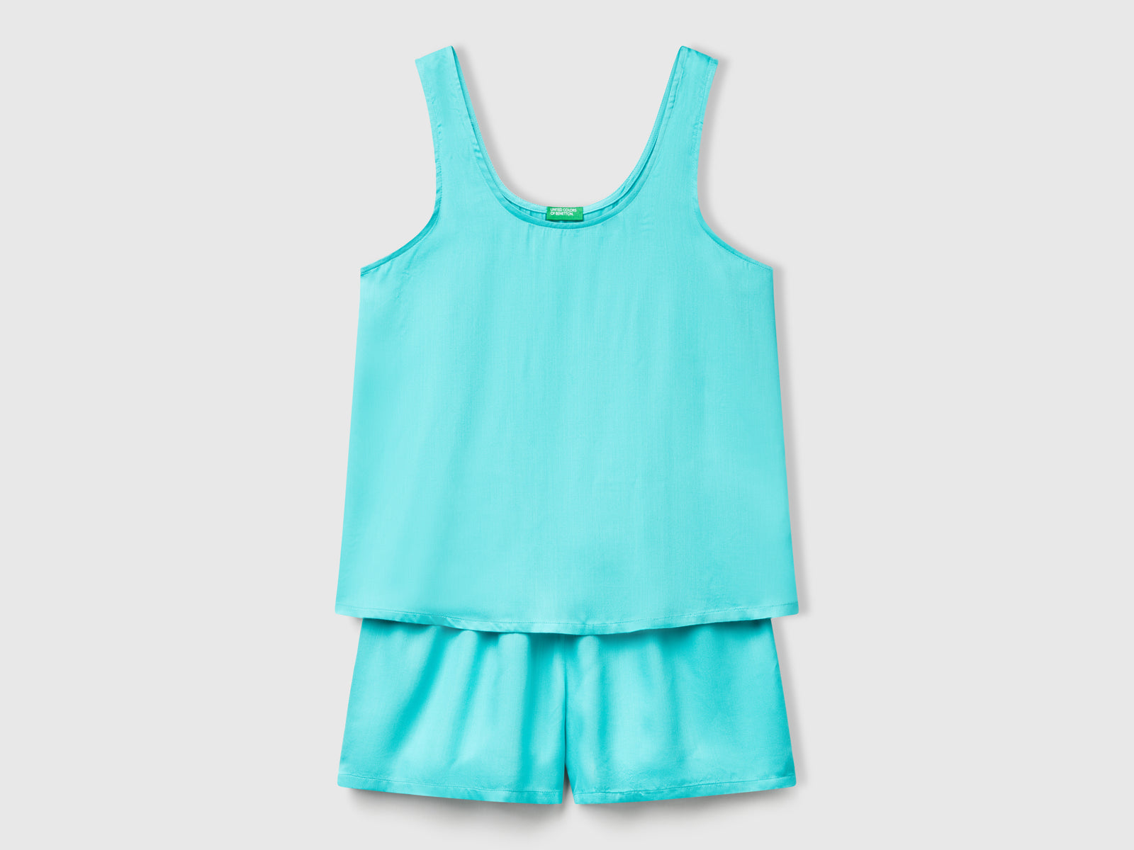 Pigiama in raso da donna verde acqua | Benetton Outlet