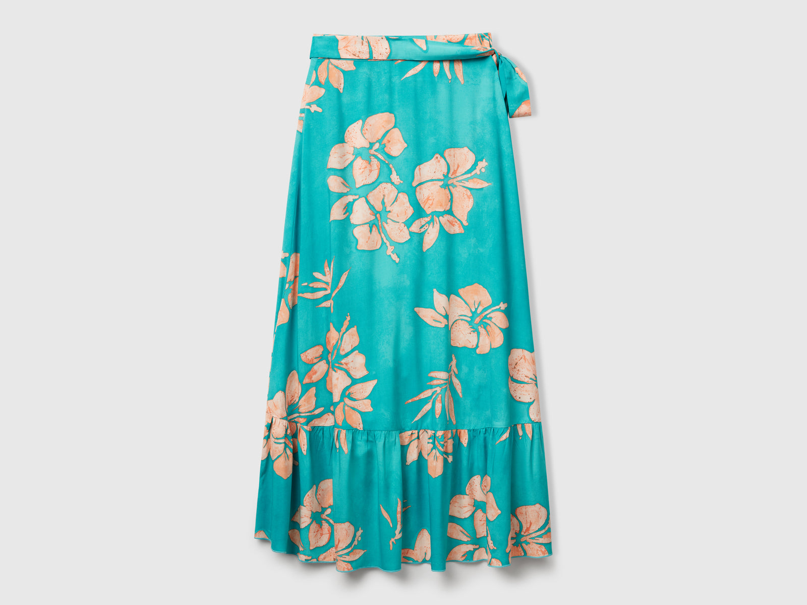 Pareo con stampa floreale da donna verde acqua 2 | Benetton Outlet