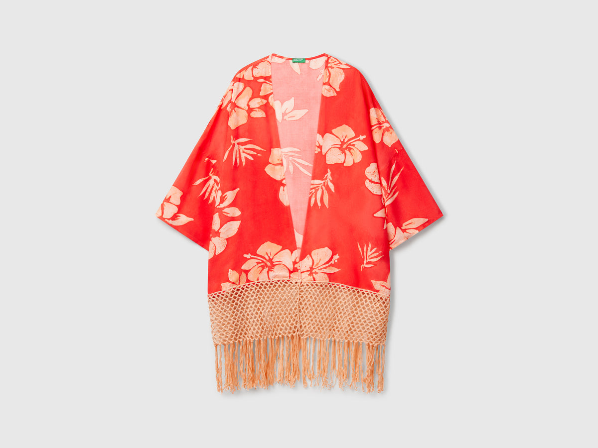 Maglia kimono con stampa floreale