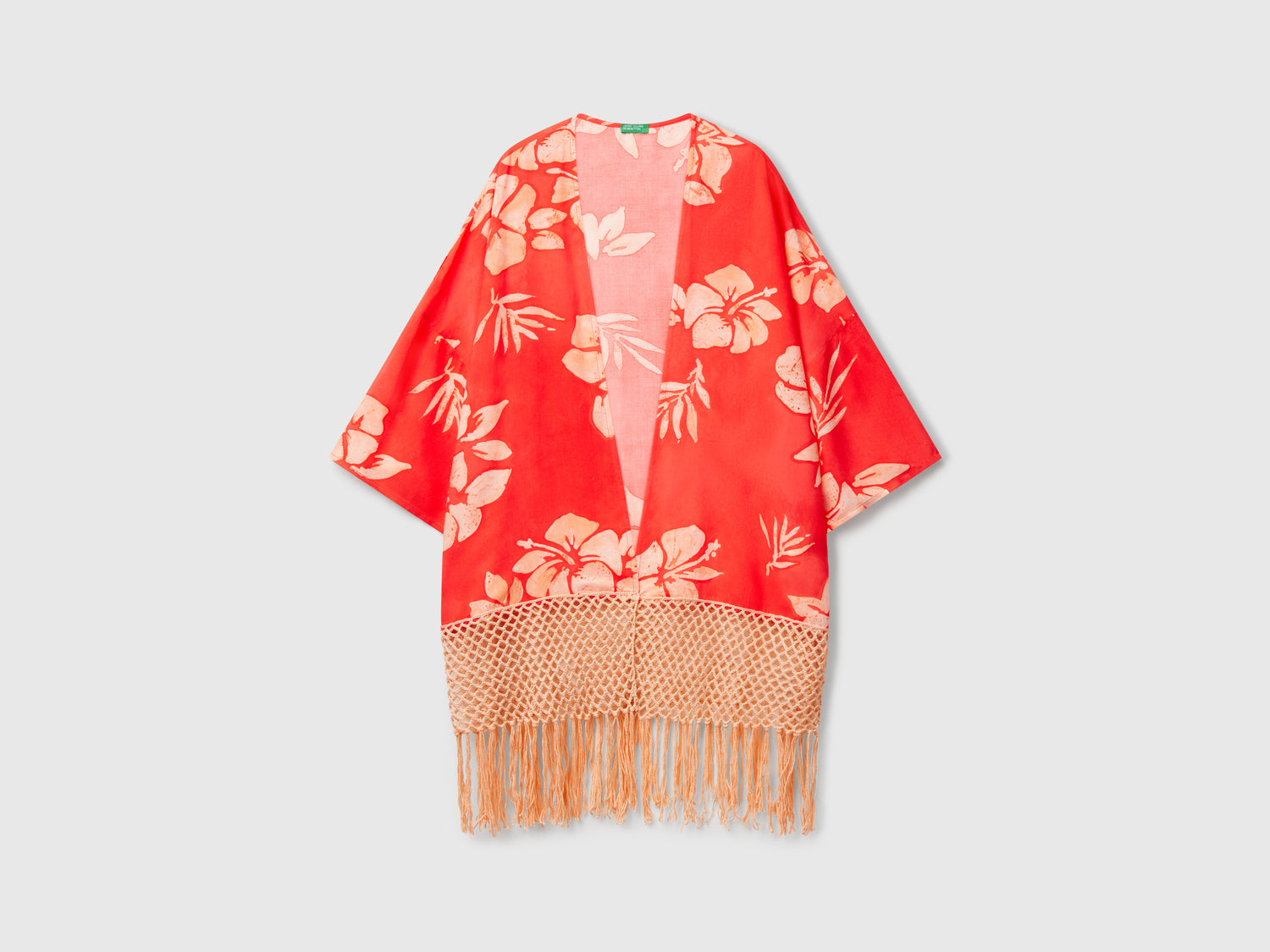 Maglia kimono con stampa floreale da donna arancione | Benetton Outlet