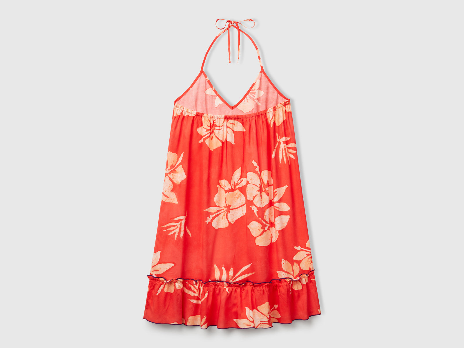 Abito con stampa fiori da donna arancione 2 | Benetton Outlet