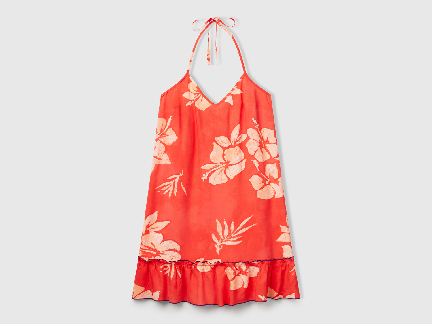 Abito con stampa fiori da donna arancione | Benetton Outlet
