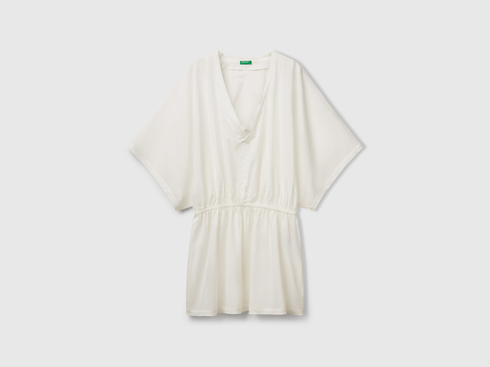 Kaftano in cotone leggero da donna bianco panna | Benetton Outlet