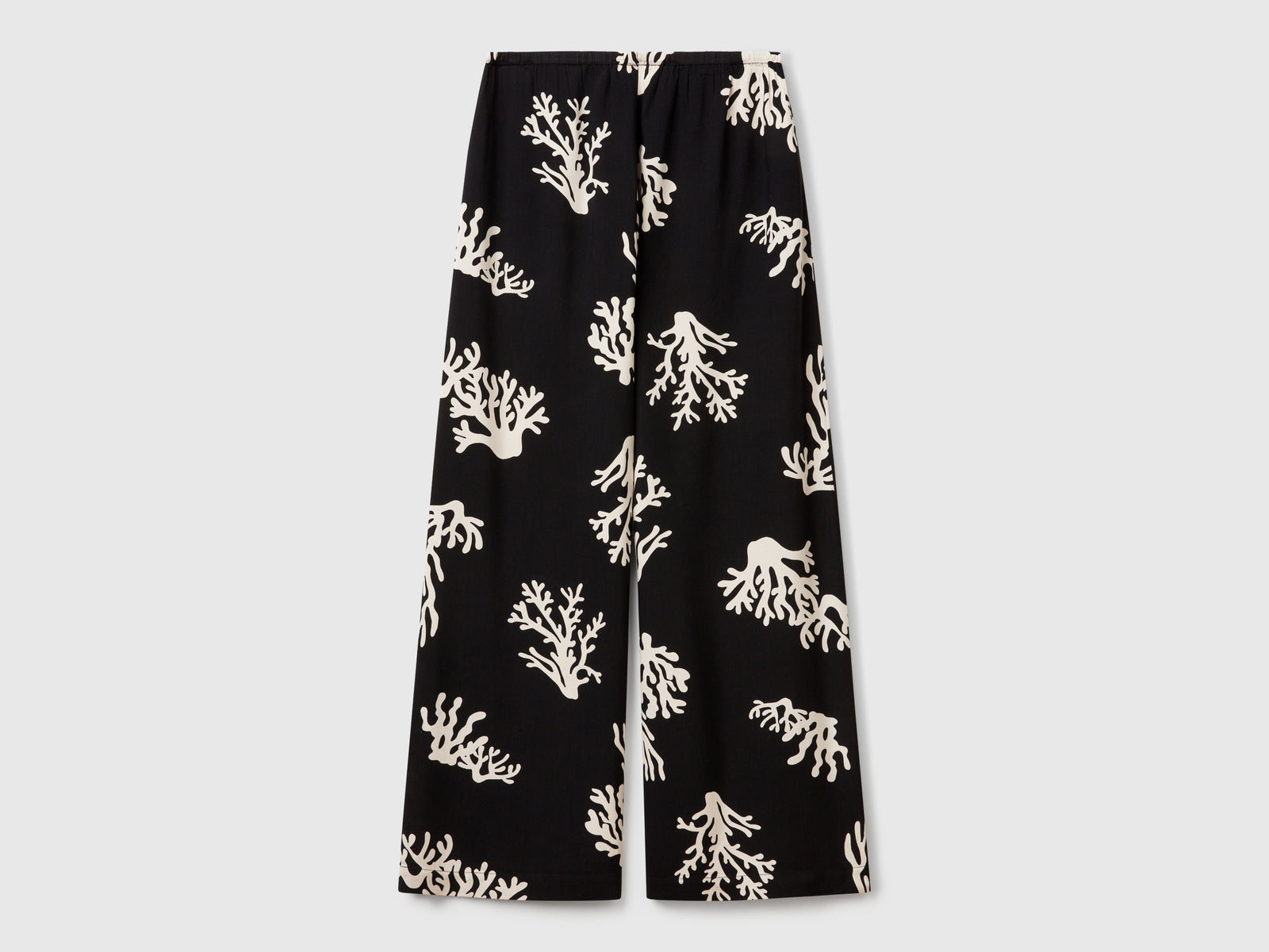 Pantaloni con stampa coralli da donna nero 2 | Benetton Outlet