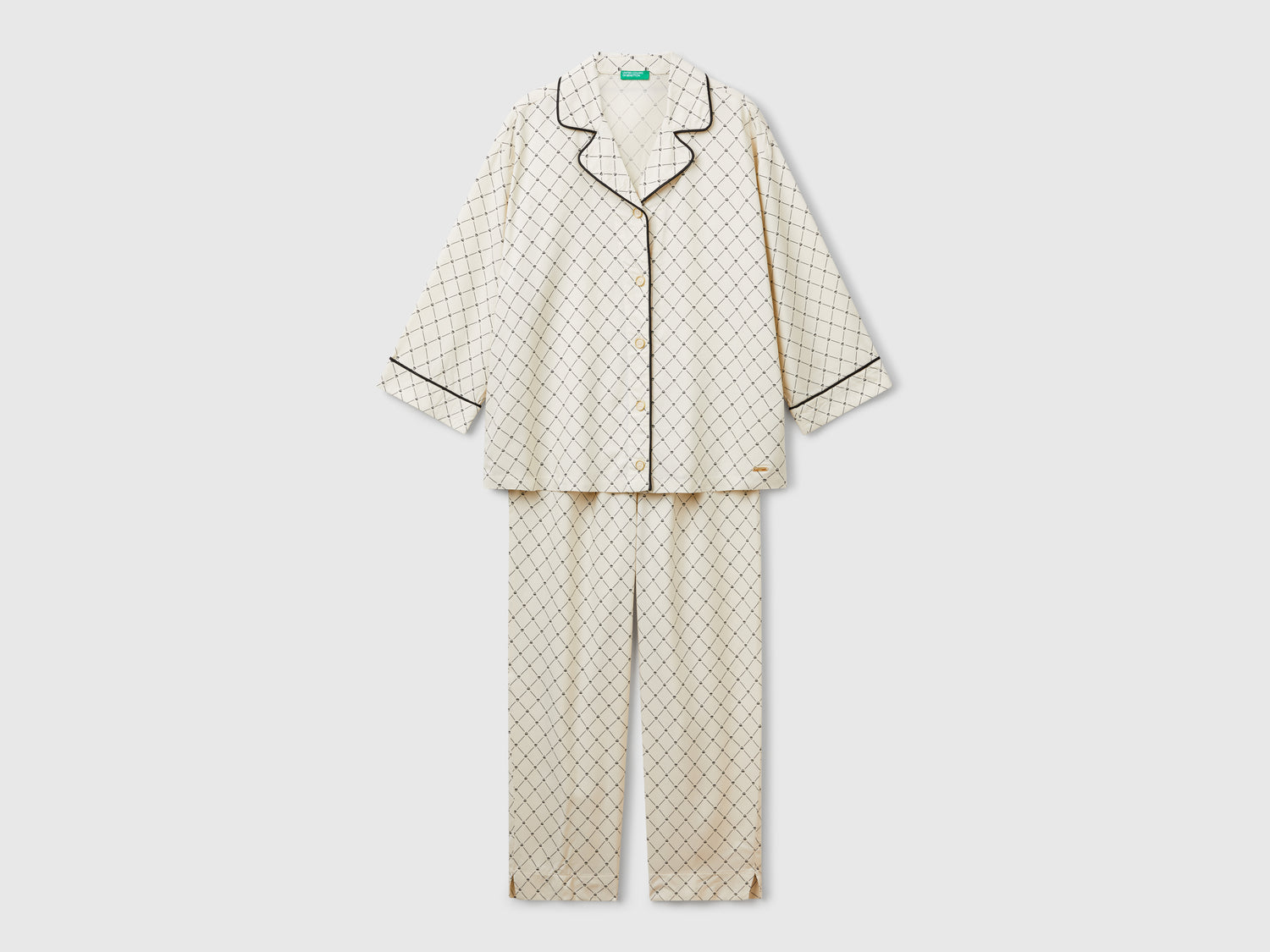 Pigiama fluido con stampa da donna beige | Benetton Outlet