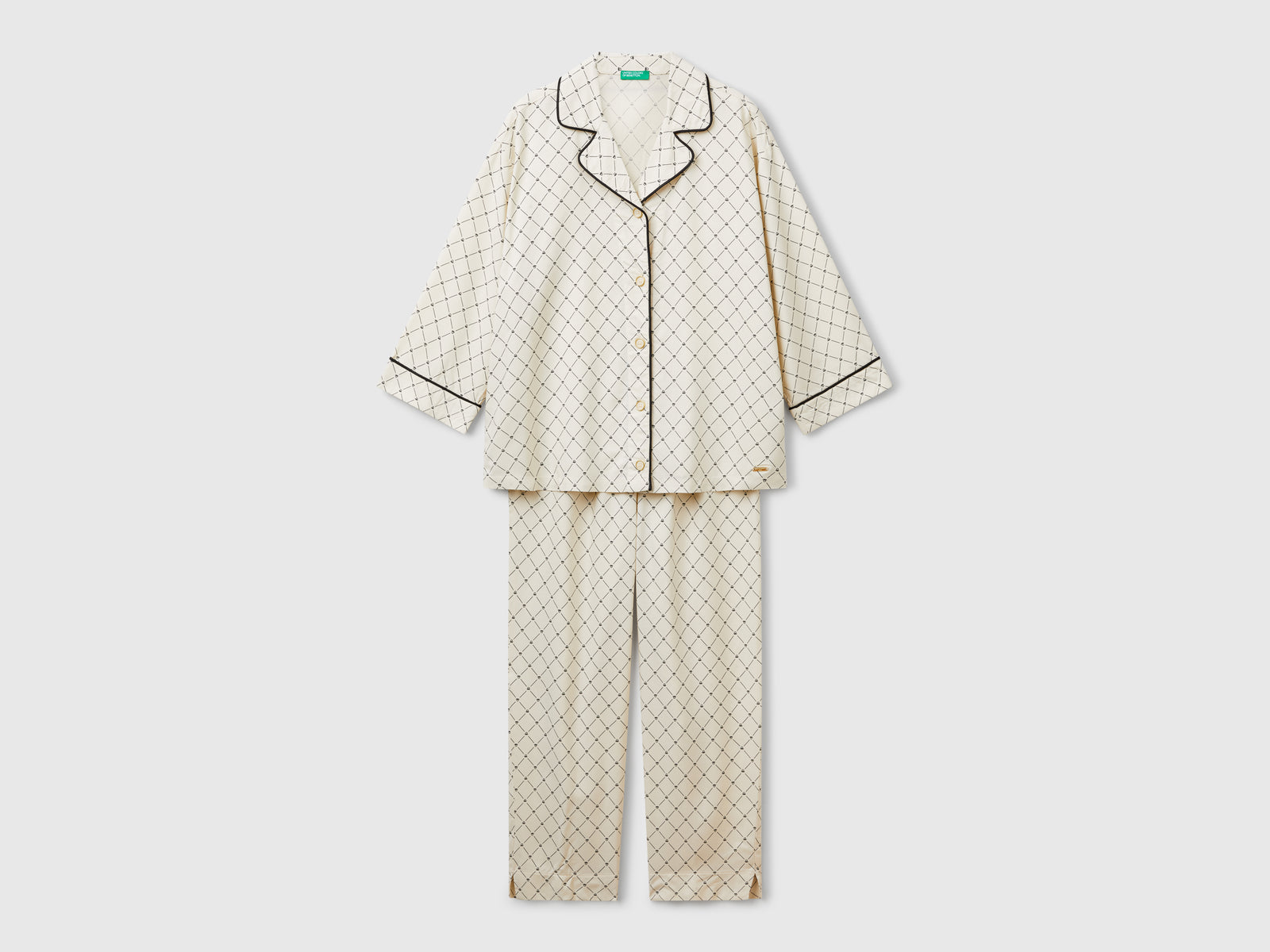 Pigiama fluido con stampa da donna beige | Benetton Outlet