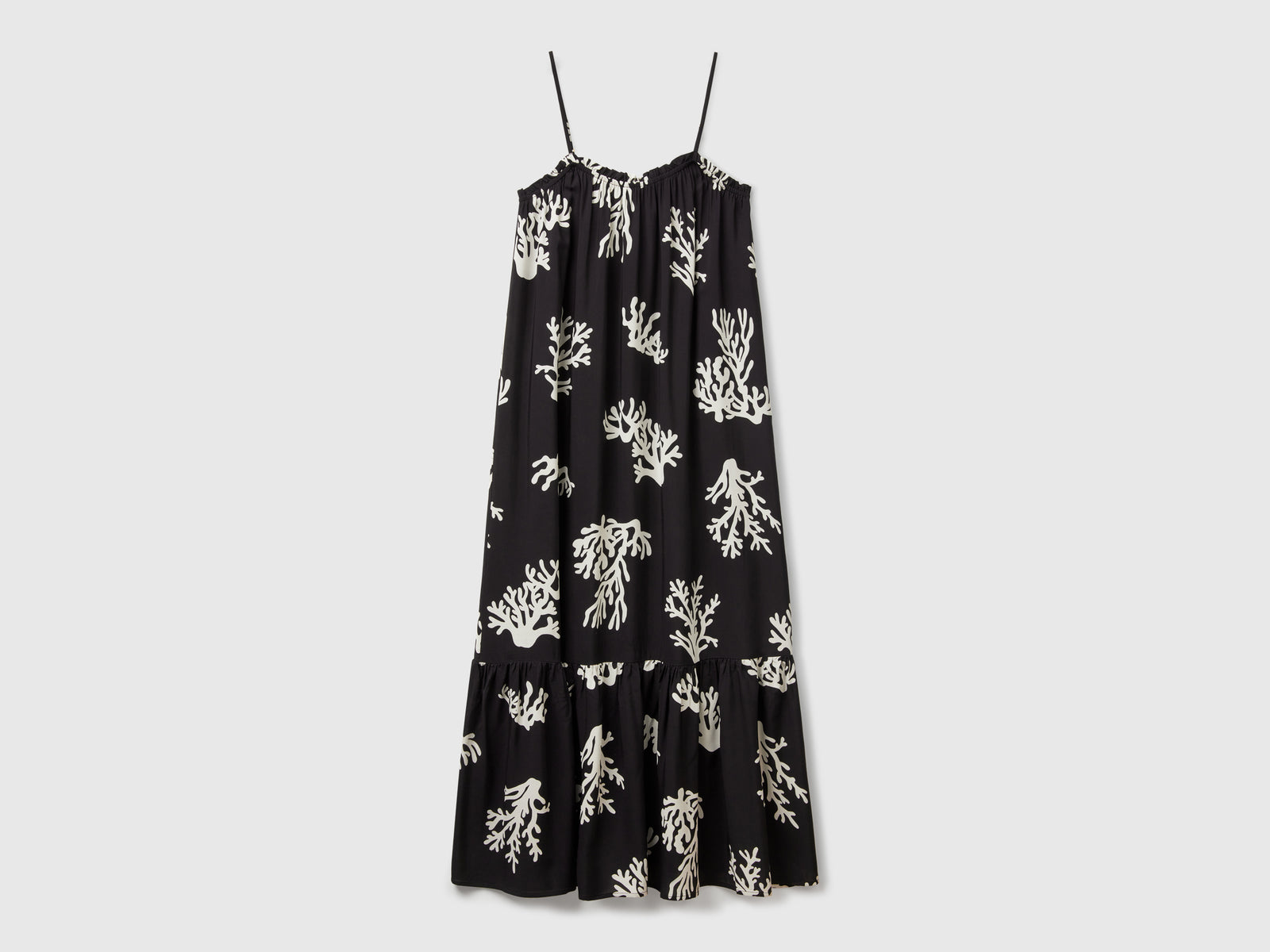 Abito copricostume con stampa coralli da donna nero | Benetton Outlet