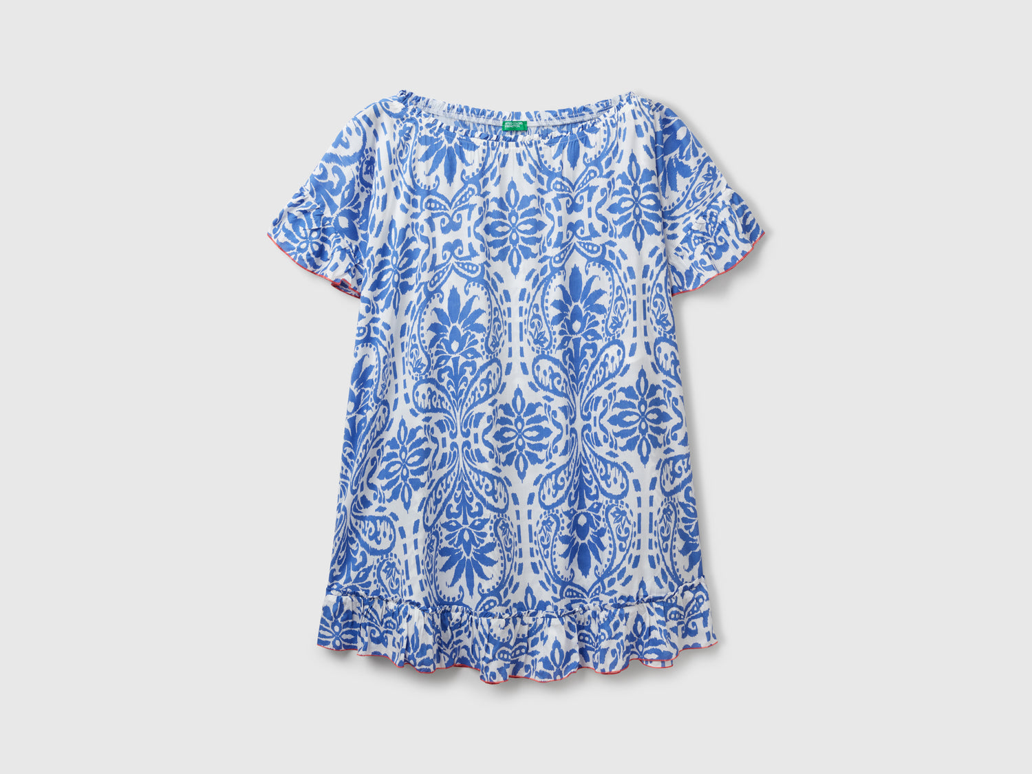 Kaftano con stampa fantasia da donna blu | Benetton Outlet