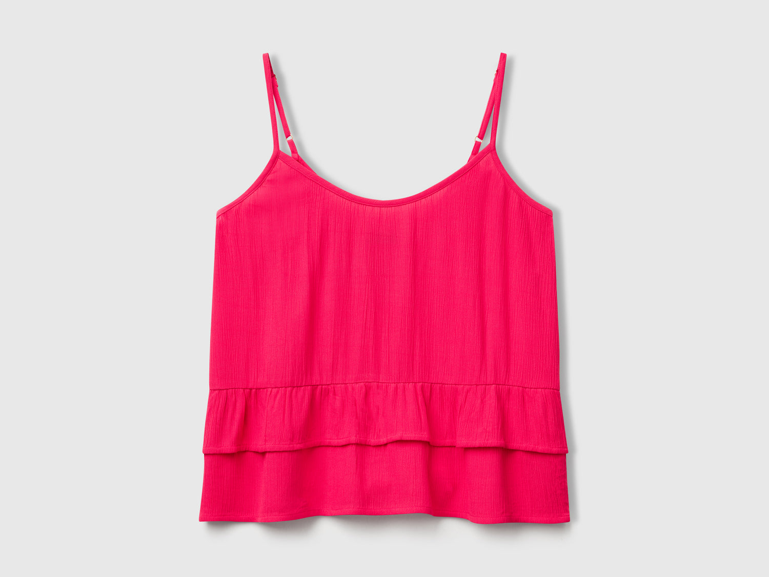 Top fluido con balza da donna fucsia | Benetton Outlet