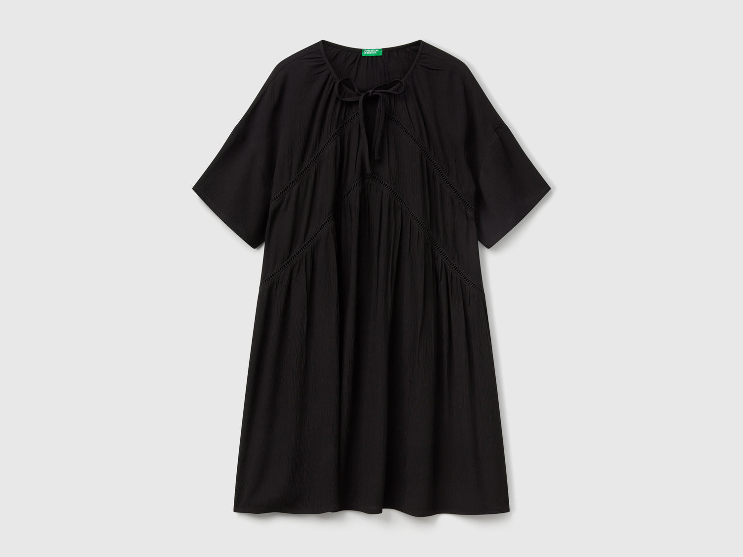 Vestito ampio corto da donna nero | Benetton Outlet