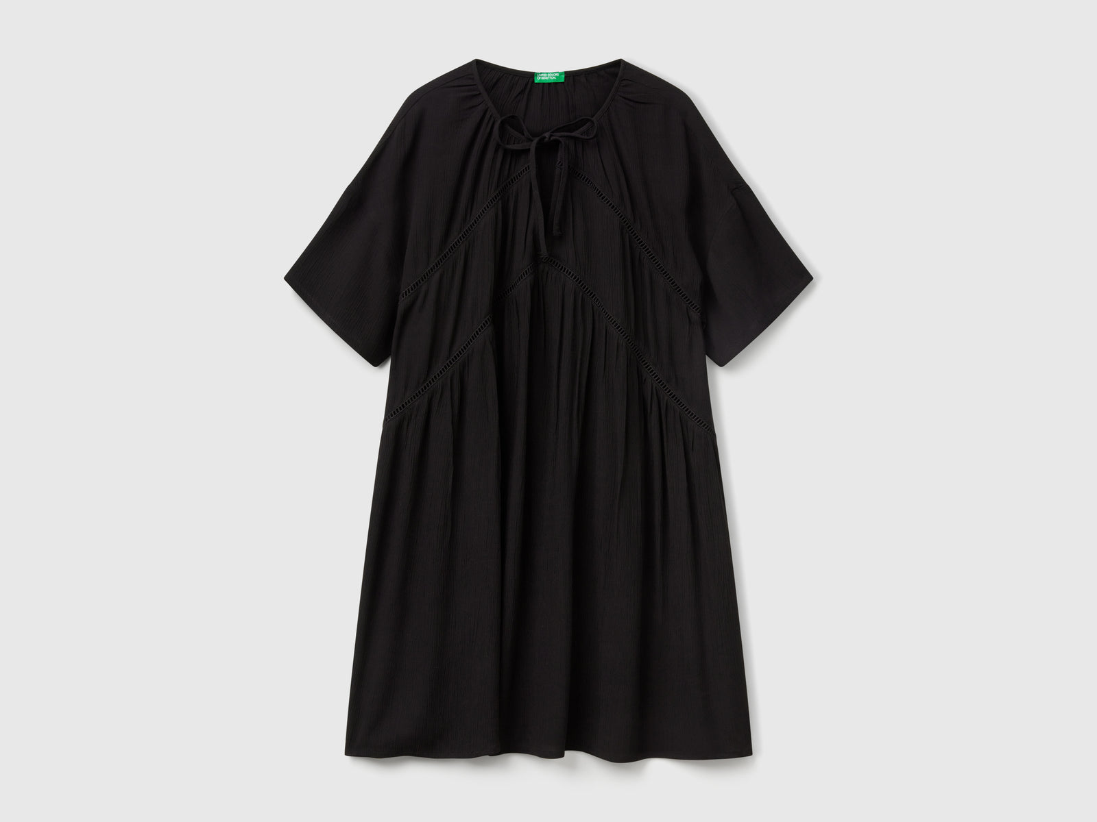 Vestito ampio corto da donna nero | Benetton Outlet