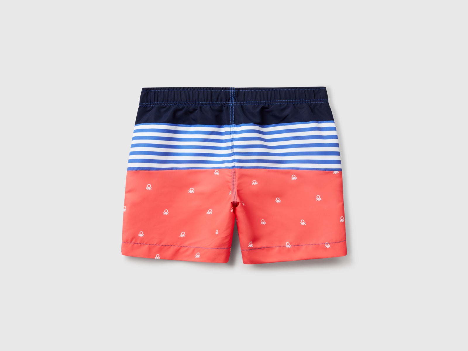 Boxer mare con righe e loghi da bambino corallo 2 | Benetton Outlet