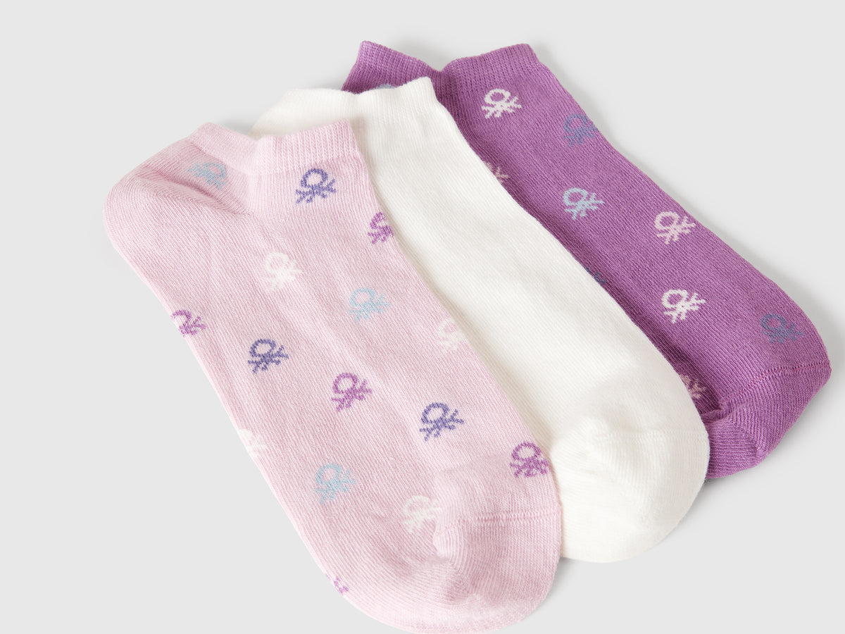Tre paia di calzini in misto cotone stretch
