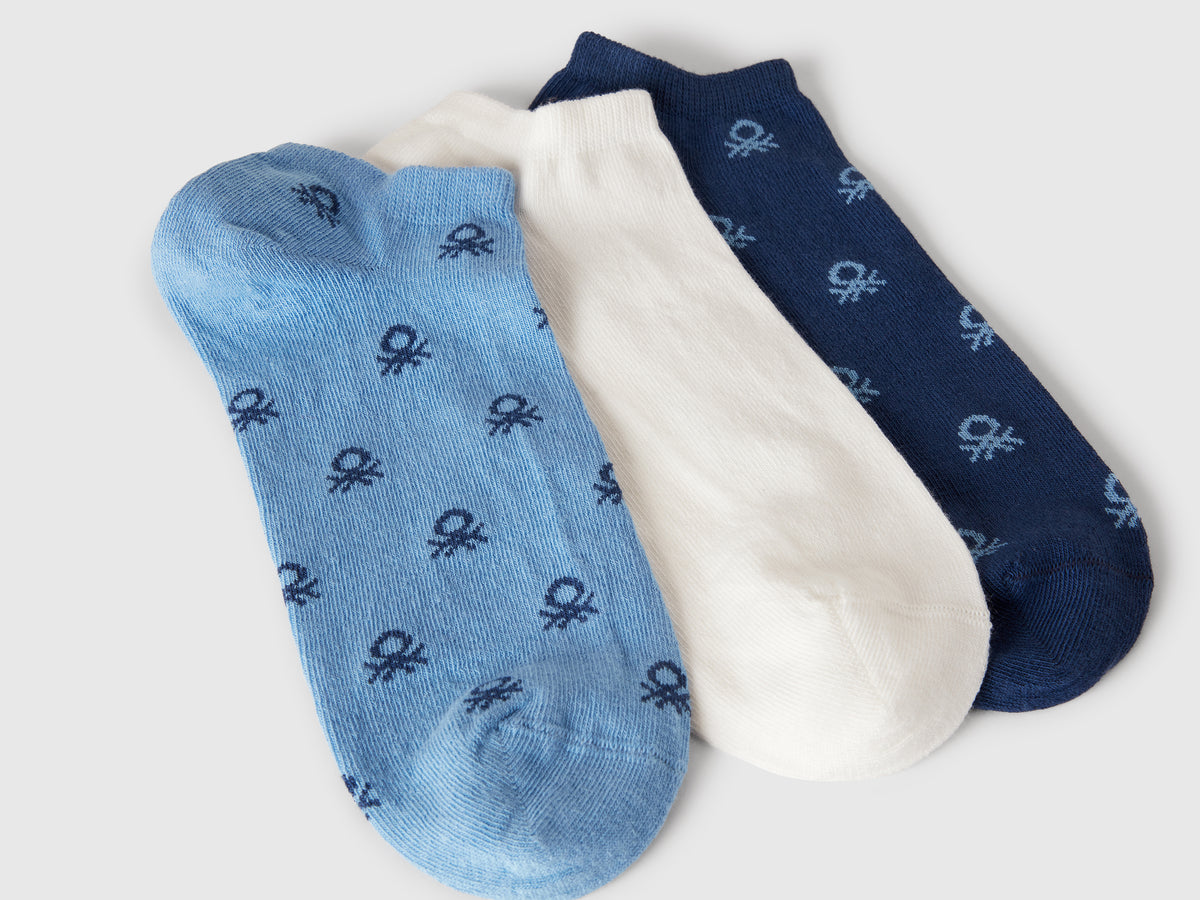Tre paia di calzini in misto cotone stretch