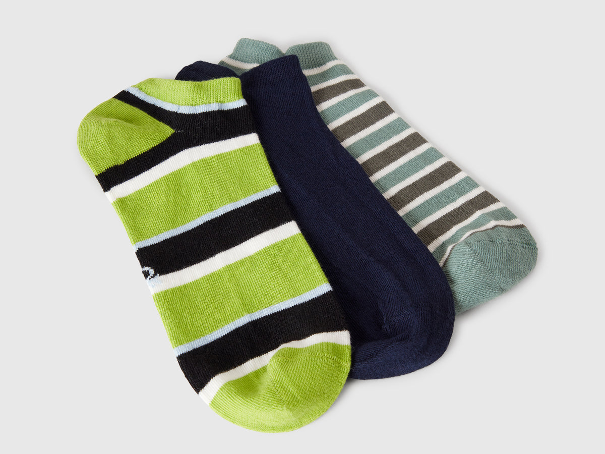 Tre paia di calzini in misto cotone stretch