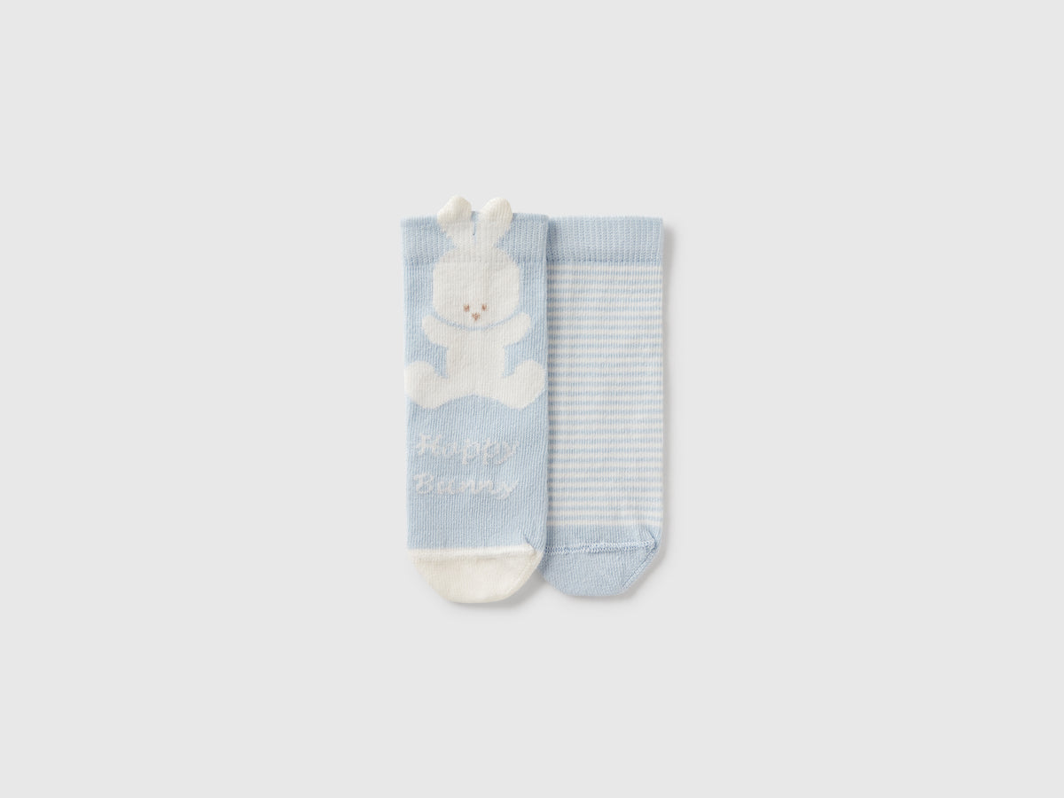 Set calzini con righe e coniglietto