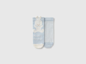 Set calzini con righe e coniglietto