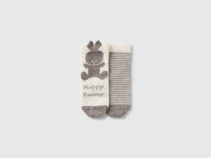 Set calzini con righe e coniglietto