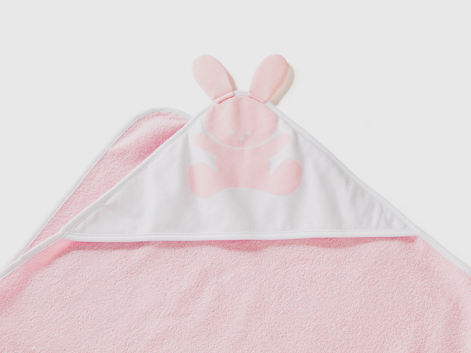 Accappatoio quadrato in spugna di cotone da neonato rosa 3 | Benetton Outlet