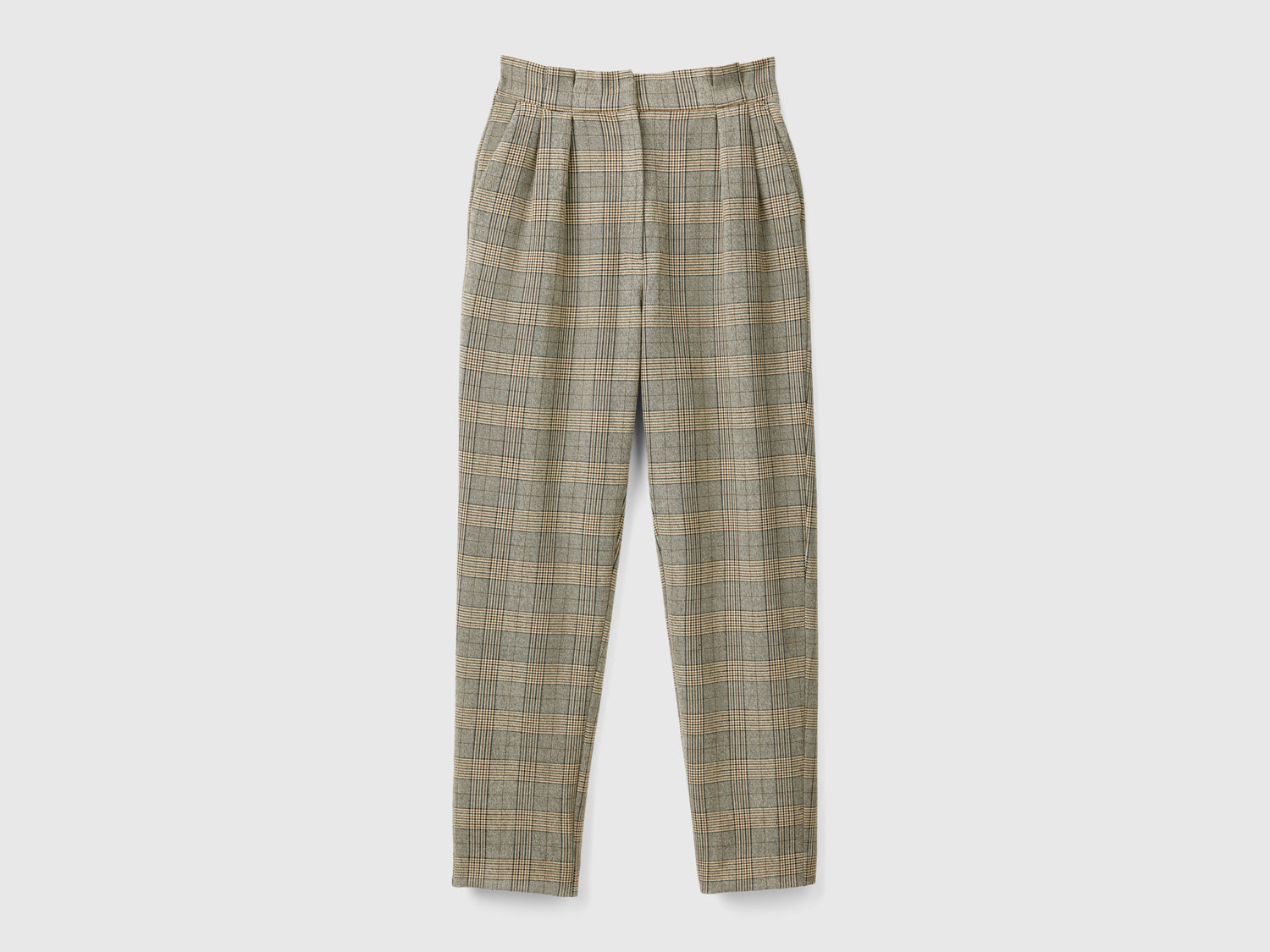 Pantaloni pied de poule in flanella da donna beige | Benetton Outlet