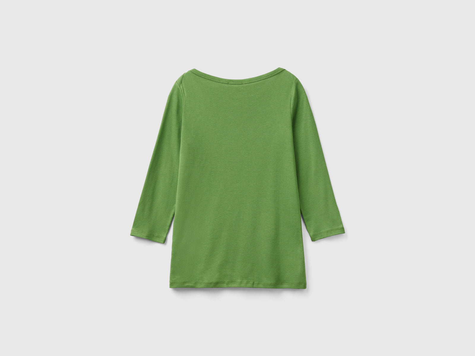 T-shirt con scollo a barchetta 100% cotone da donna verde militare 2 | Benetton Outlet