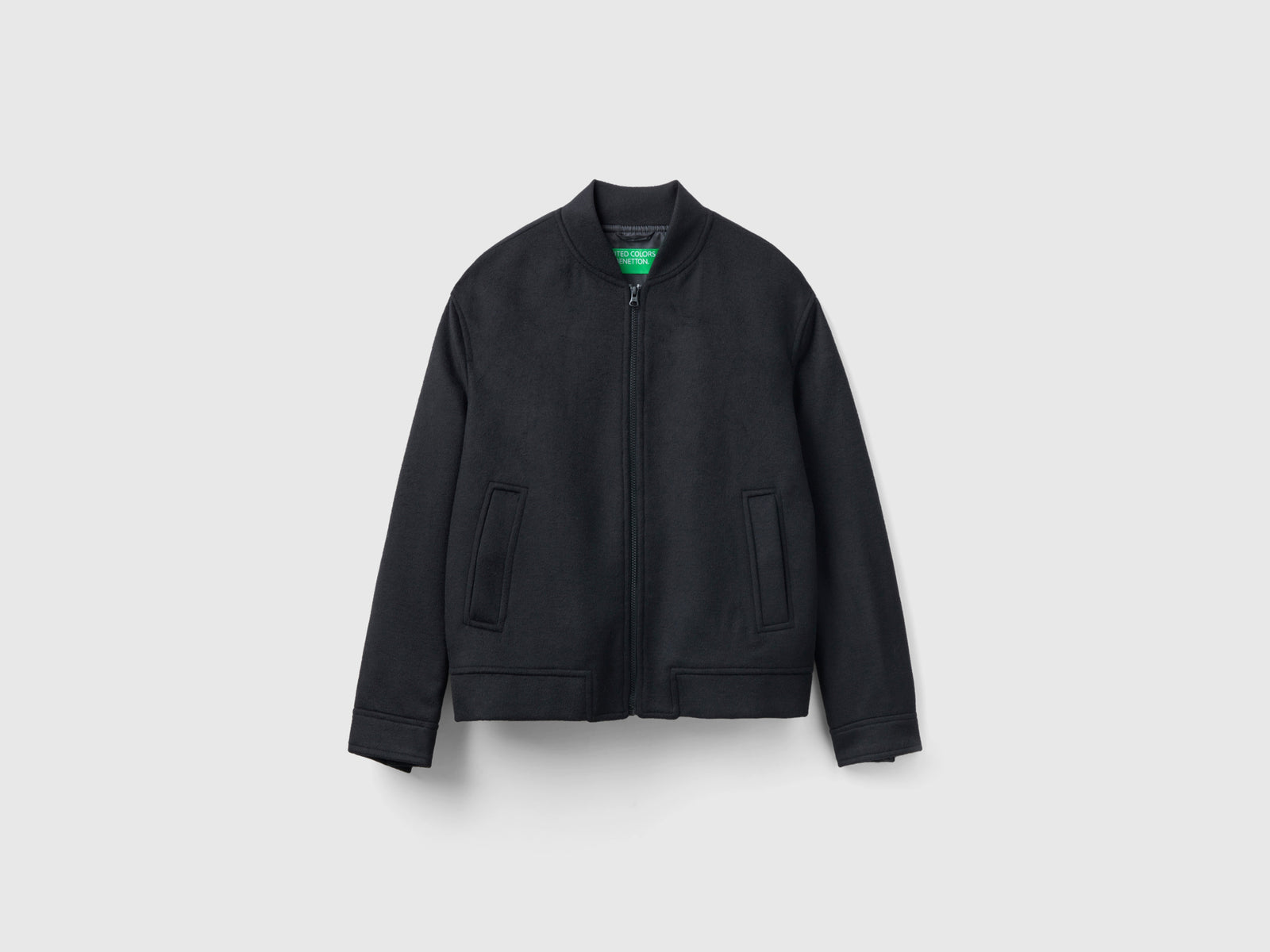 Bomber in misto lana Shetland da uomo nero | Benetton Outlet