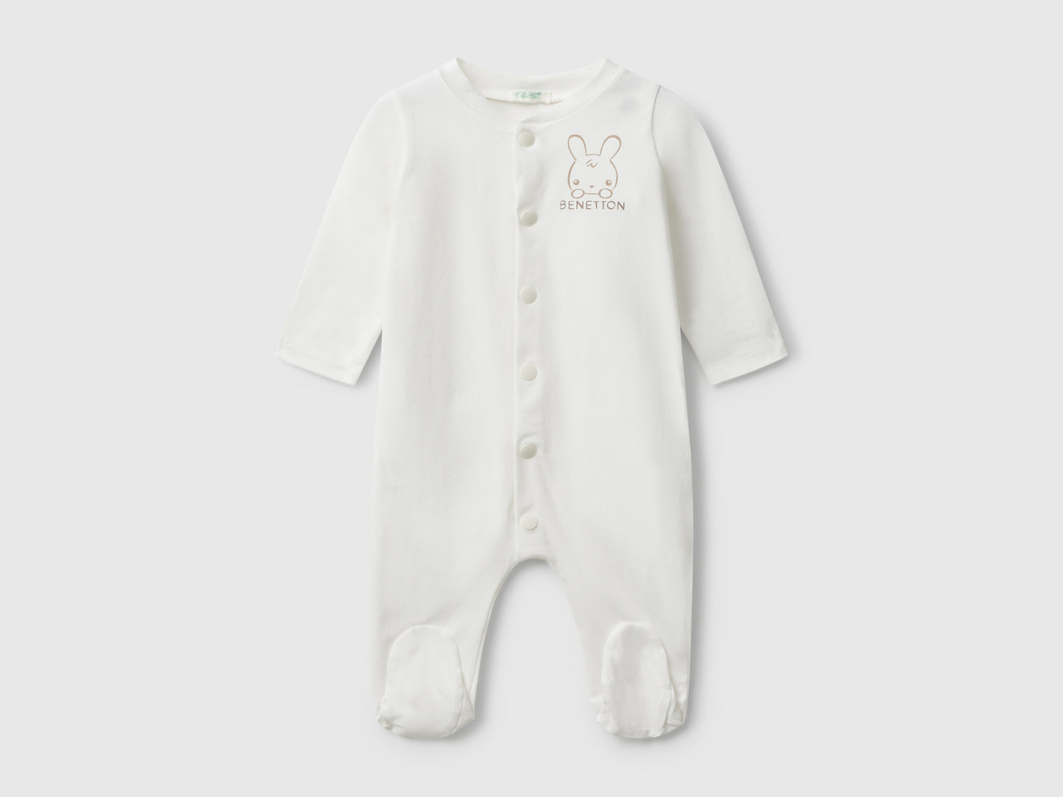 Tuta con stampa coniglietto da neonato bianco panna | Benetton Outlet