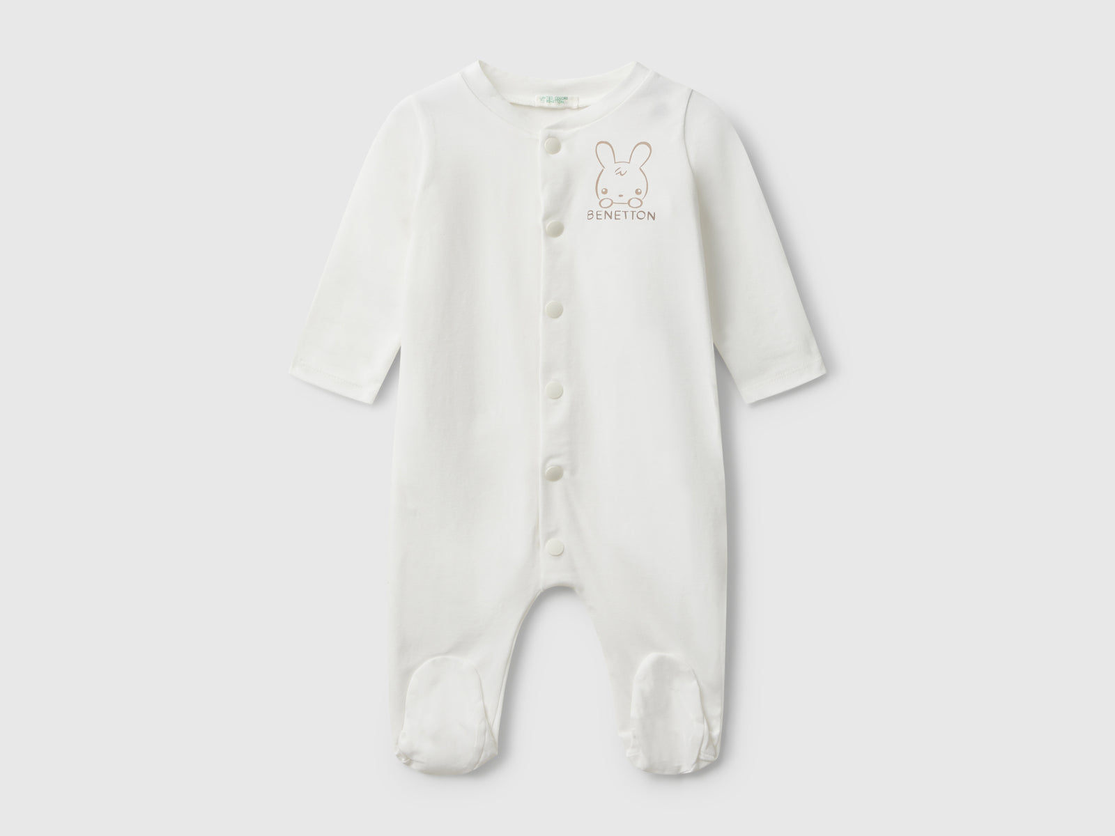 Tuta con stampa coniglietto da neonato bianco panna | Benetton Outlet