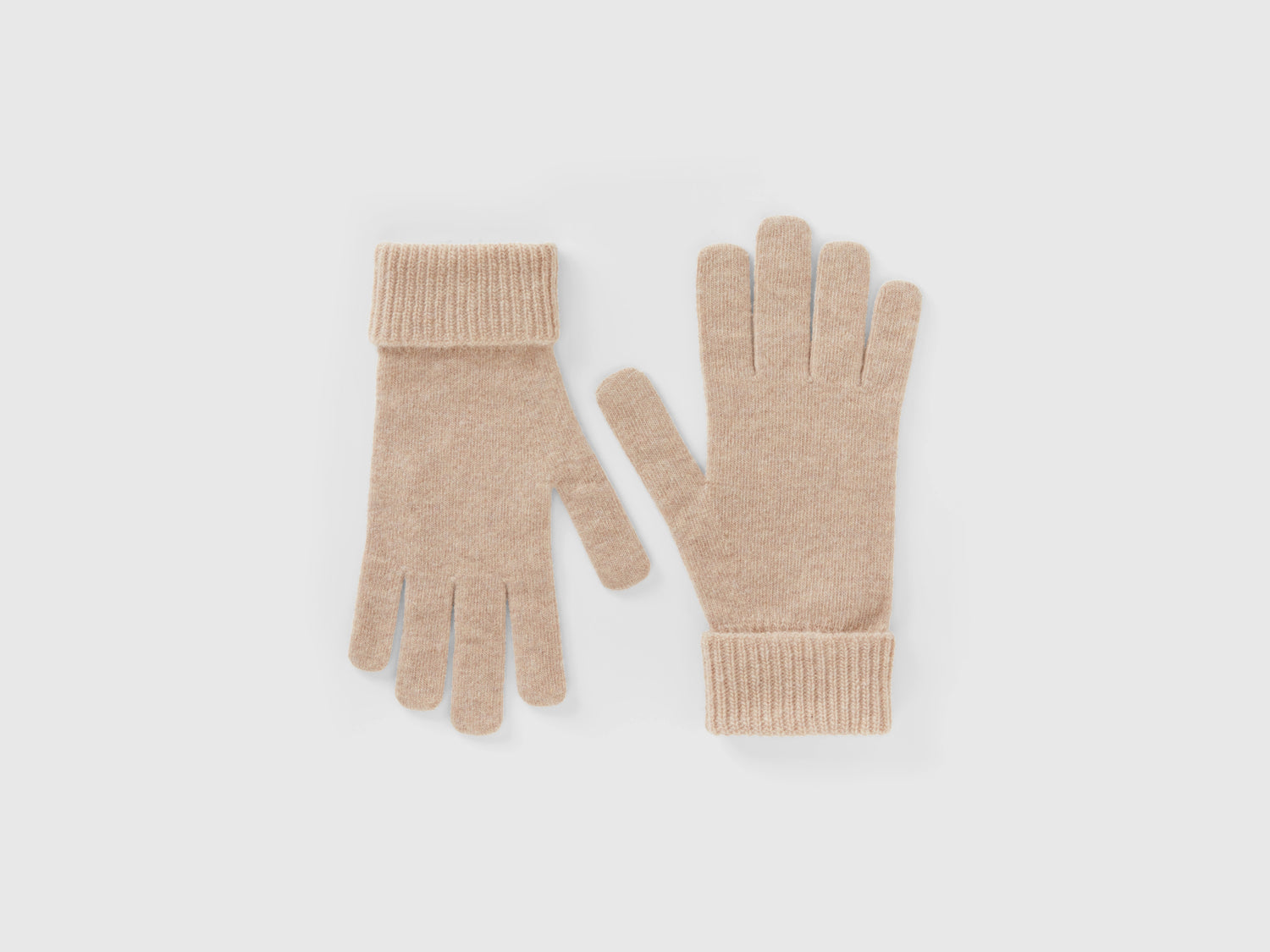 Guanti in pura lana Merino da donna beige | Benetton Outlet