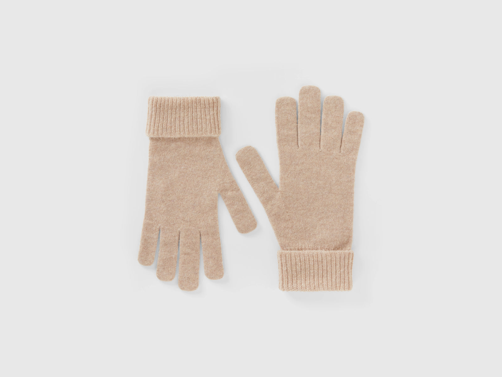 Guanti in pura lana Merino da donna beige | Benetton Outlet