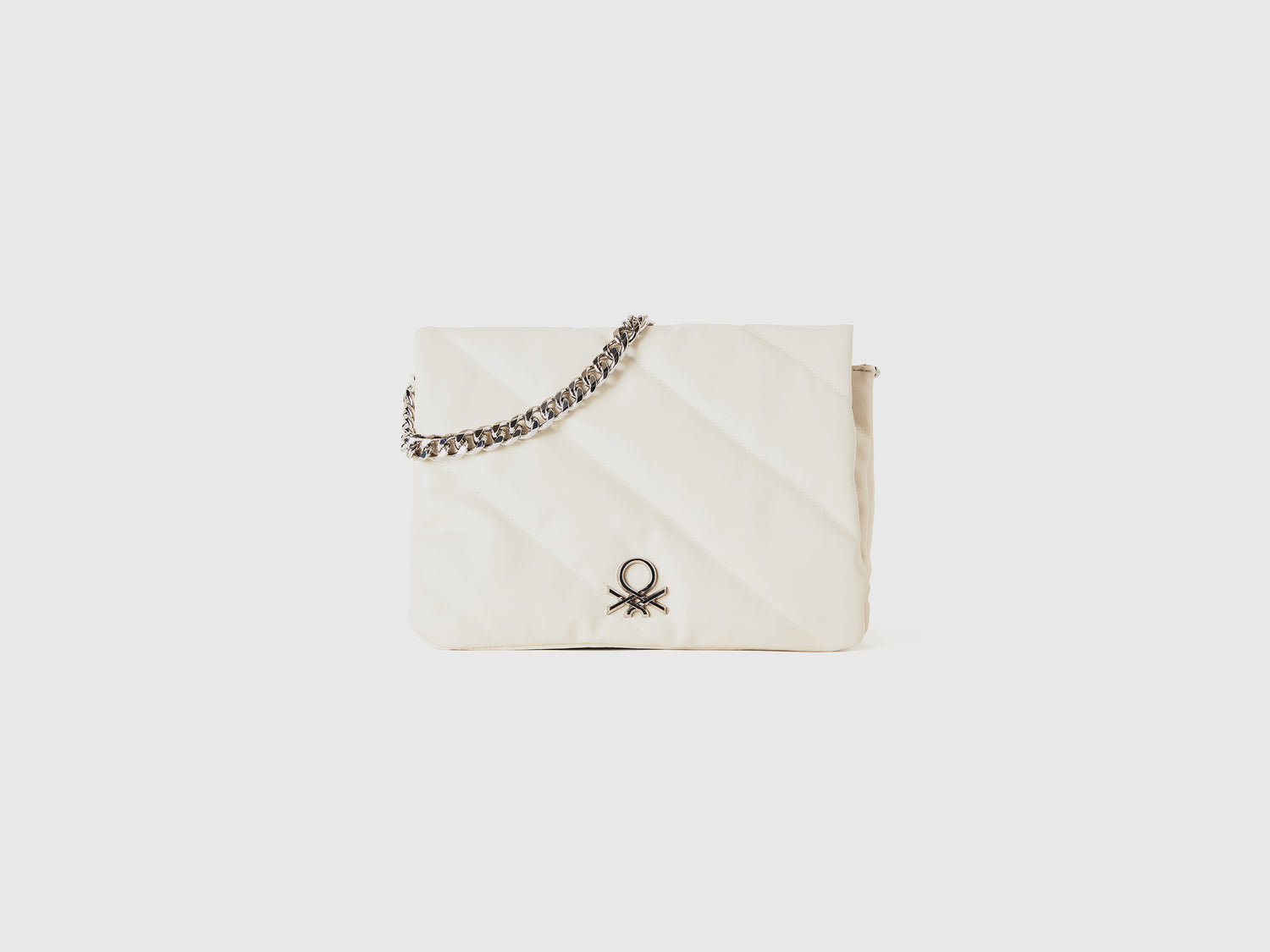 Borsa media con tracolla a catena da donna bianco panna | Benetton Outlet