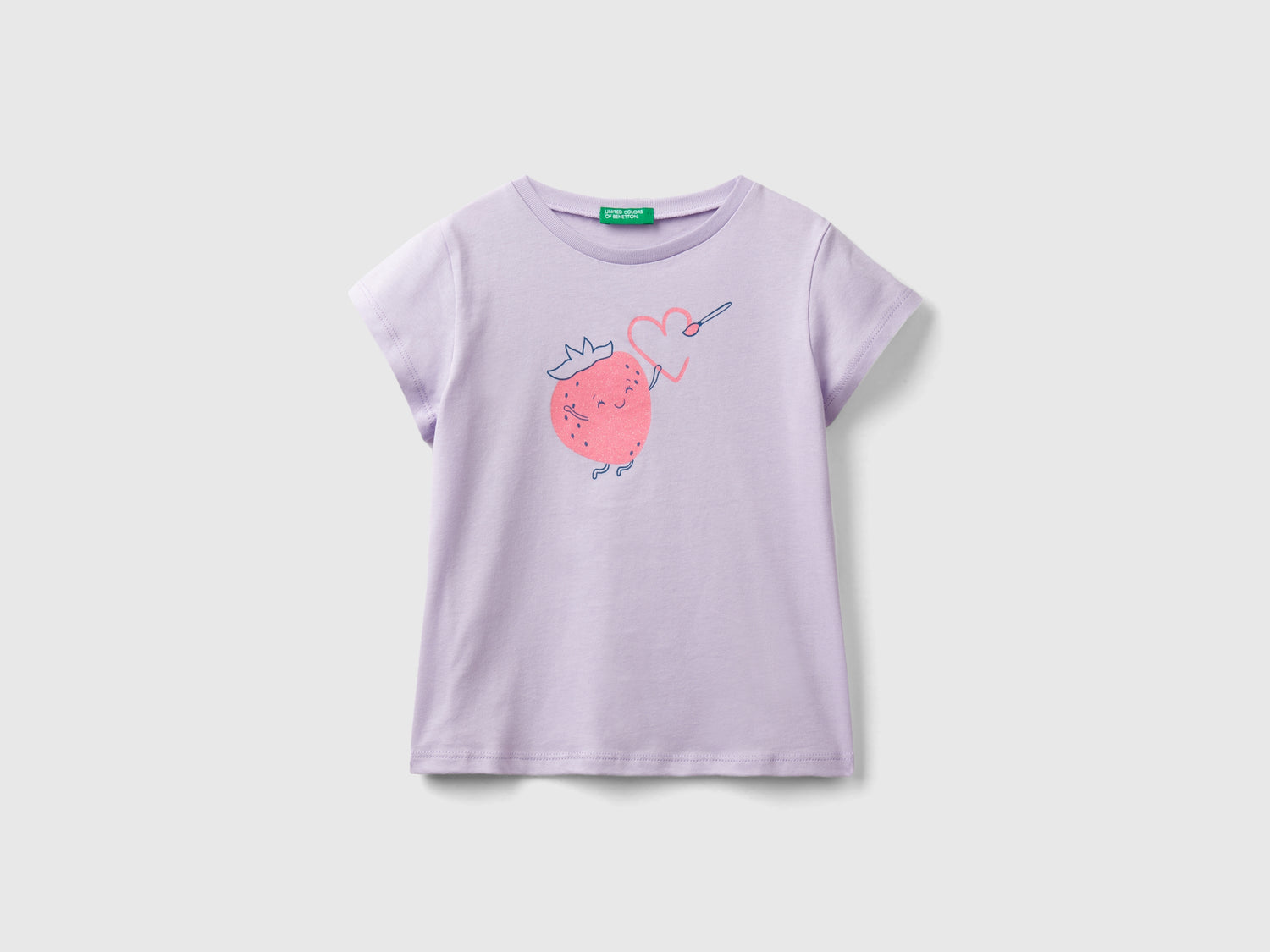 T-shirt 100% cotone con stampa da bimba lilla | Benetton Outlet