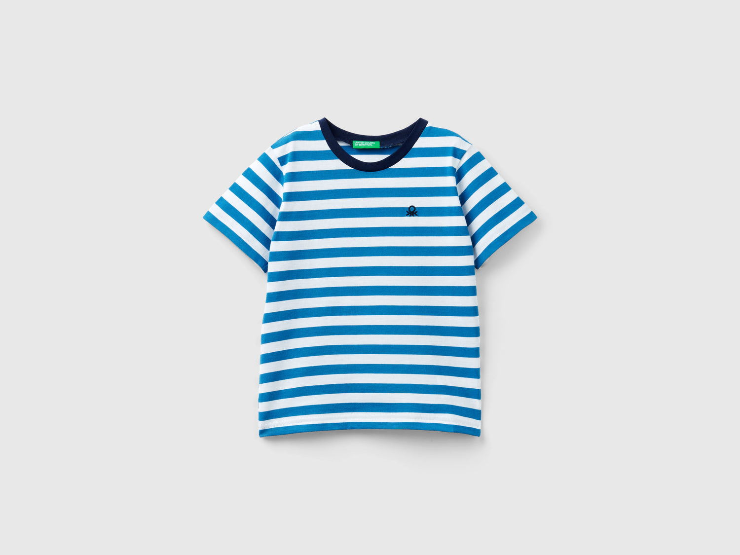 Maglietta a righe 100% cotone da bimbo blu | Benetton Outlet