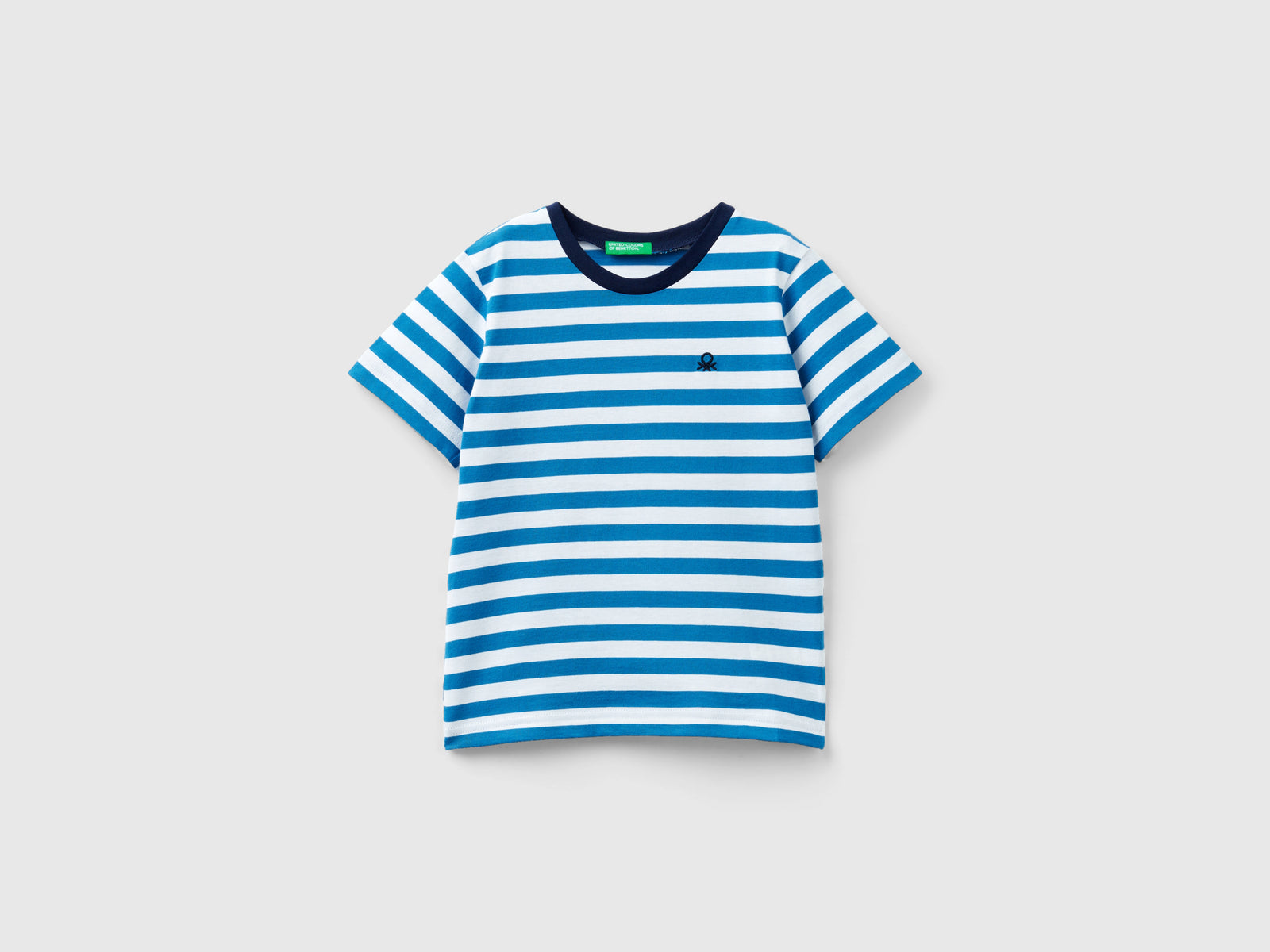 Maglietta a righe 100% cotone da bimbo blu | Benetton Outlet
