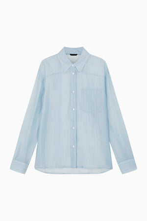 Camicia azzurra semi trasparente