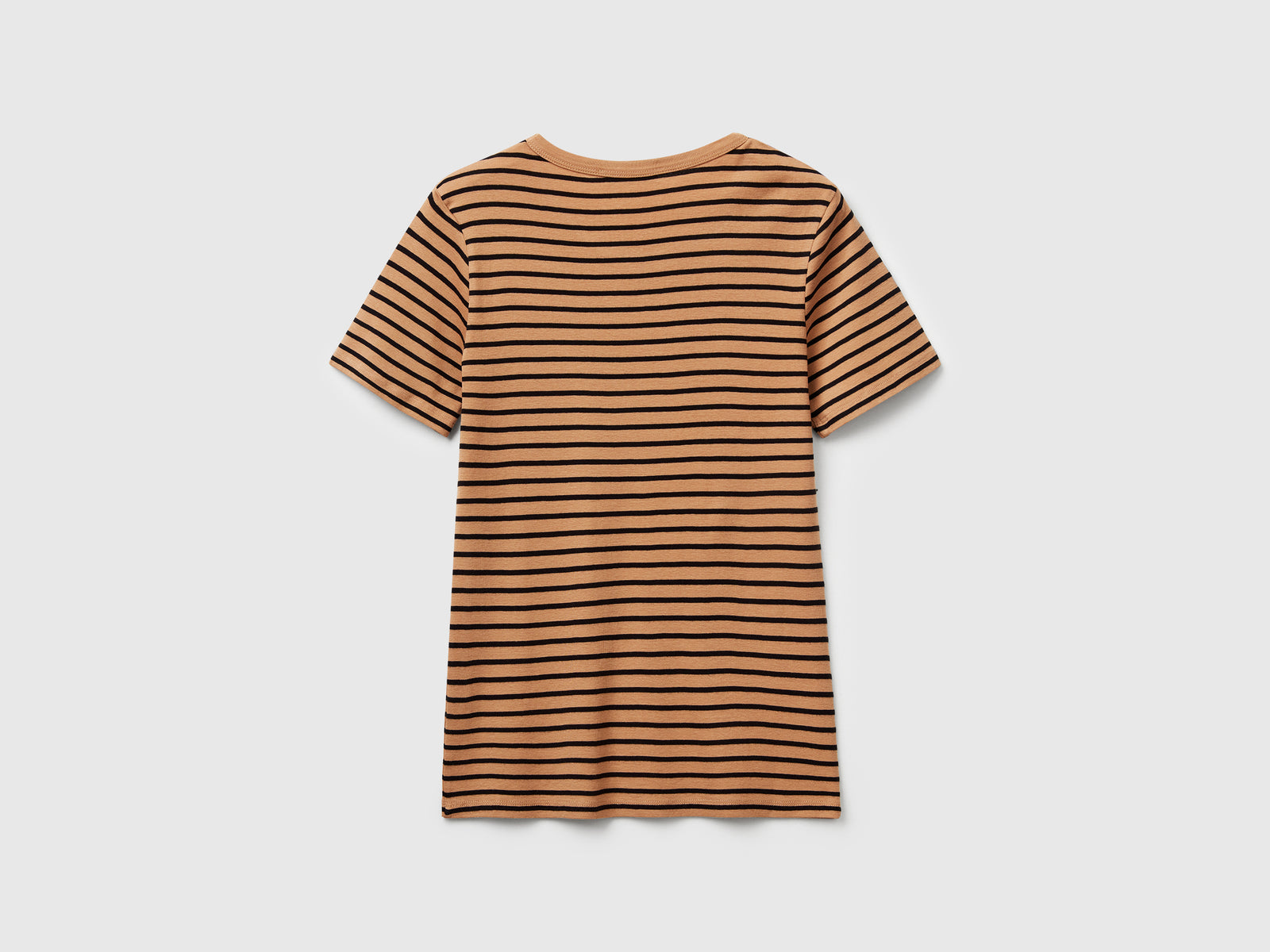 T-shirt girocollo a righe da donna cammello 2 | Benetton Outlet