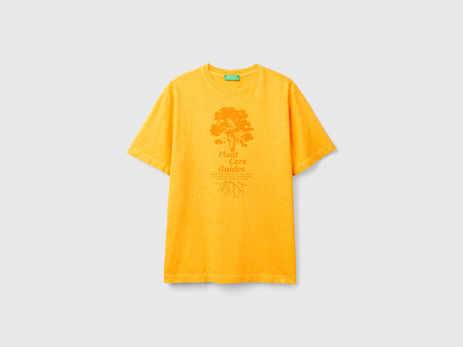 T-shirt con stampa 100% cotone da uomo senape | Benetton Outlet